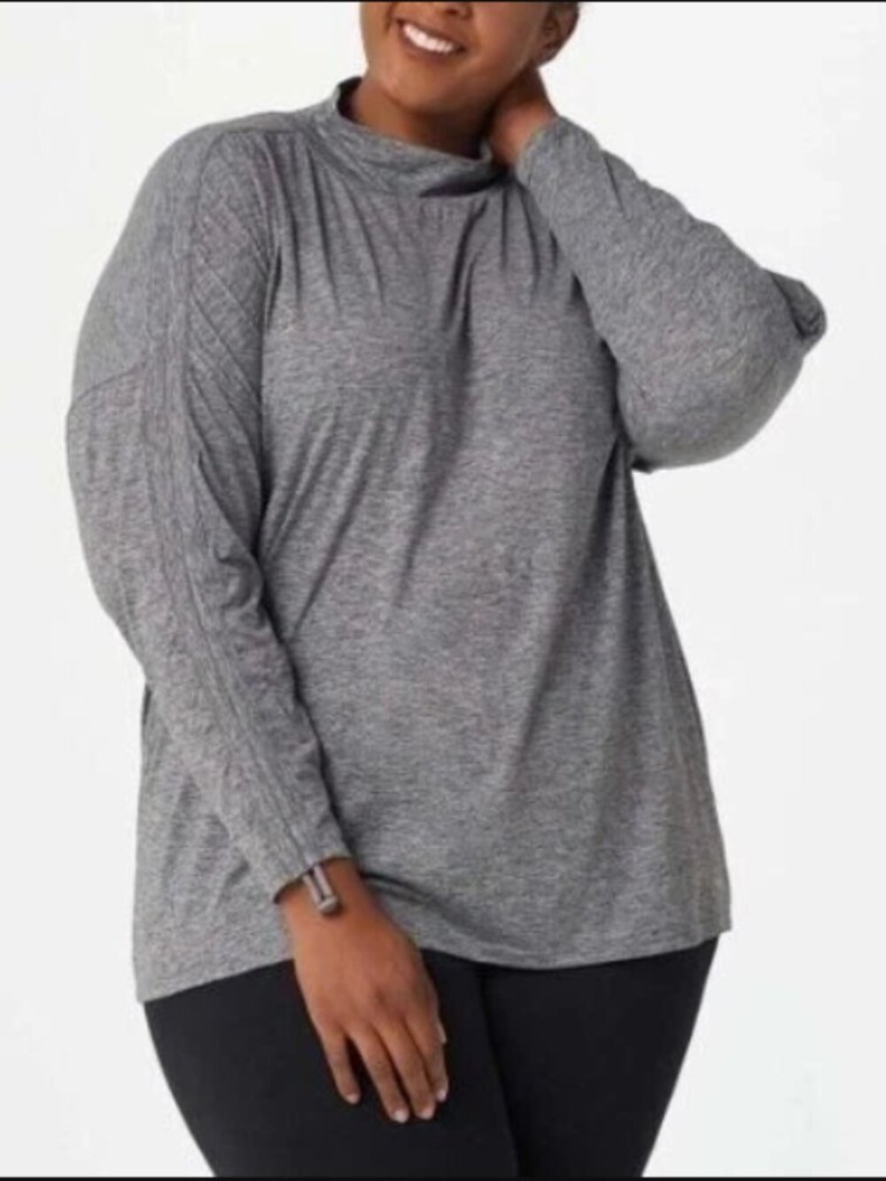 NWOT zuda Ruched Turtleneck Pullover in Grey | Size XS